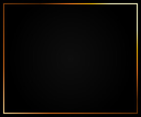 Empty or blank flat black background with luxury golden border looks like a frame in medium square size