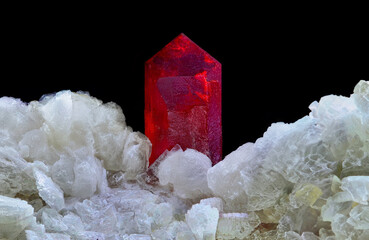 Stunning photograph featuring Cinnabar, Quartz, and Dolomite crystals.