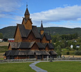 Fototapeta na wymiar Stave church in Heddal in Norway, Europe 