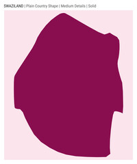 Swaziland plain country map. Medium Details. Solid style. Shape of Swaziland. Vector illustration.