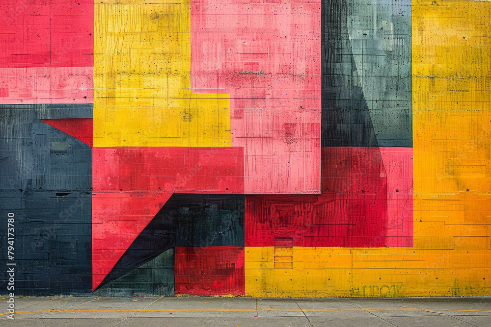 Aufkleber a mural that consists of nothing but clean, straight lines that intersect at unexpected angles, crea