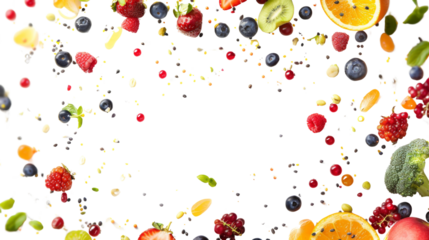 Various flying or falling summer fruits