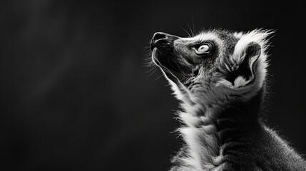 Naklejka premium Lemur in black and white portrait showcasing wildlife fascination