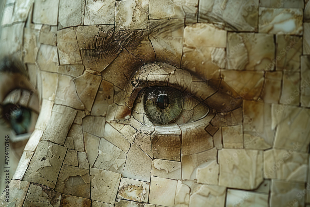 Leinwandbilder a pixel mosaic that gradually reveals a hidden portrait as the viewer steps back, showing how perspe