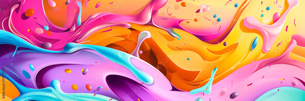 Wall mural colorful abstract swirls of paint in dynamic flow, creating vivid, fluid motion, background banner. 