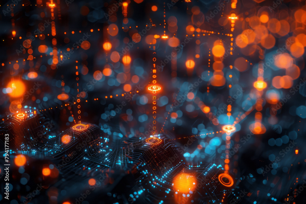 Poster A scene depicting the verification process of a blockchain transaction, with network nodes reaching