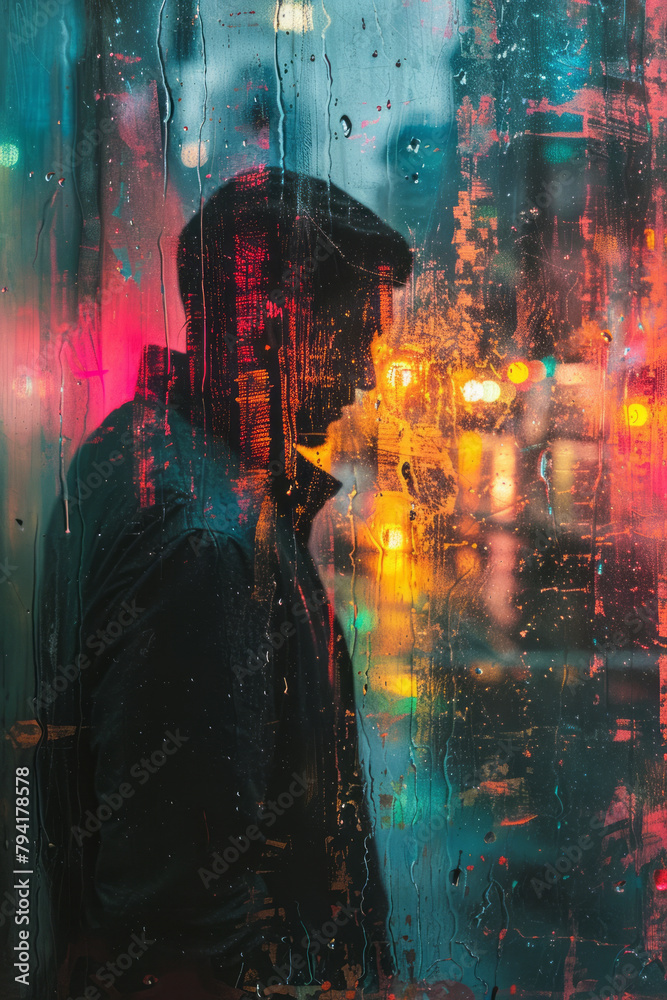 Leinwandbilder a series of abstract paintings where neon is used to highlight certain elements, creating focal poin