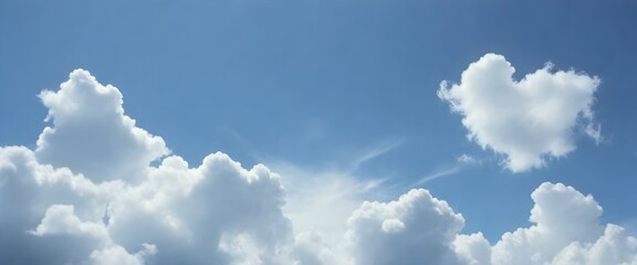 Naklejka na ściany i meble Fluffy white clouds against a clear blue sky