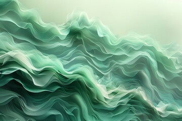 Obraz premium A minimalist background featuring subtle waves in shades of mint green and pistachio