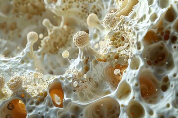 Microscopic view of caries-causing microorganisms on a tooth, biofilm build-up