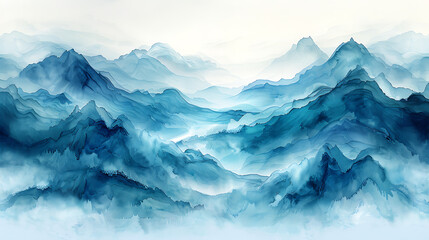 Design a digital visualization of a watercolor wash with an oceanic theme.