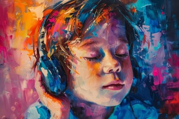 A child with a hearing aid painting, showcasing creativity and the joy of art