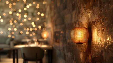 walls with a chic and modern light fixture, portrayed in high resolution, emitting a soft and warm glow to create a welcoming ambiance in your space.