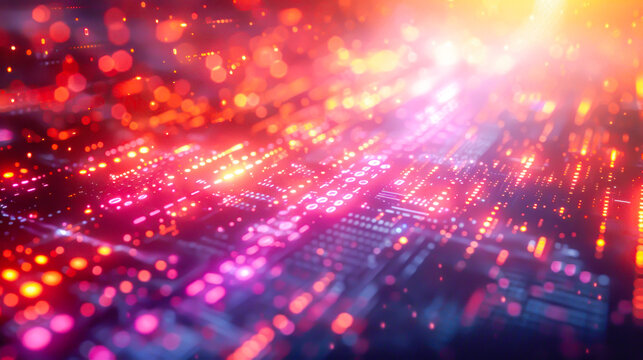 Radiating pink lights and glowing particles create a futuristic digital backdrop, embodying concepts of technology, cyber-space, data flow, and network, innovation and information technology - Powered by Adobe