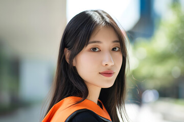 Fototapeta premium Young Asian Woman Graduating From High School Or University College, College Graduate, University Graduate, High School Graduate