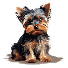 clipart yorkshire terrier dark color sitting сreated with Generative Ai