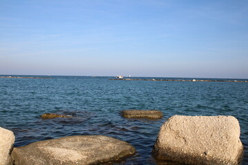 Coastline of Bari in Italy, Apuglia (or Puglia), full of rocks.