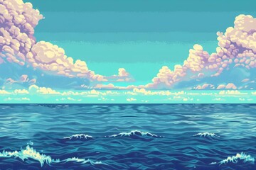 Pixel art dither ocean texture. Bitmap 8-bit style noise pixel art background. Vintage retro console game pixel background.