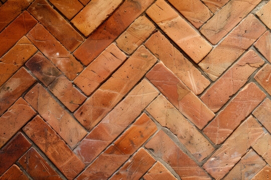 Terracotta Herringbone Pattern, Close-Up Texture Background