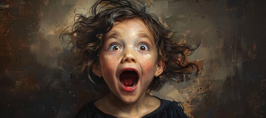 Portrait of a young girl with an expression of excitement