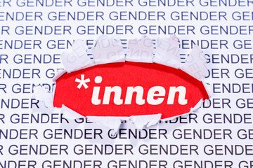 Gendern mit Gendersternchen als Symbol für gendergerechte Sprache Kommunikation Konzept - obrazy, fototapety, plakaty