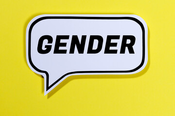 Gender als Symbol für gendergerechte Sprache in Sprechblasen Kommunikation Konzept reden - obrazy, fototapety, plakaty