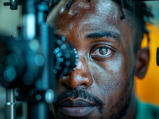 Black Man Undergoing Eye Examination Generative AI
