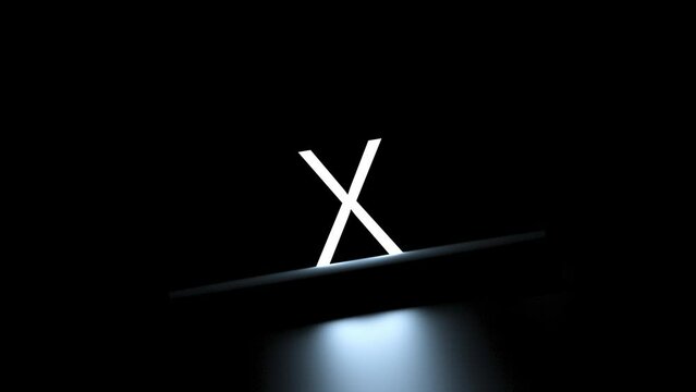X Roman numeral. Number 10,X, Roman luminous neon,animation.3D render