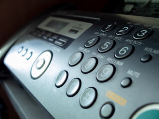 Close-up of the buttons on the fax machine