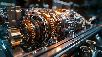 Exploring the Inner Workings of an Auto Engine: Disassembling, Inspecting Gears, Pistons, and Components. Concept Auto Engine Disassembly, Gear Inspection, Piston Examination