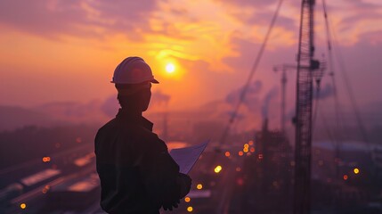 Fototapeta premium An engineer is working on construction area