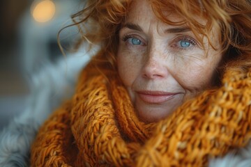 Mature Woman Experiencing Discomfort at Home Generative AI