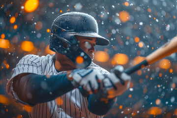 Taking part on professional baseball games in professional stadium AI Generative