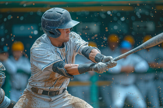 Professional baseball player takes part in action in professional stadium arena AI Generative