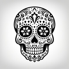 simple drawing sugar skull icon сreated with Generative Ai