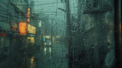 Morning Downpour in Seoul: Realistic Raindrops on Window Generative AI