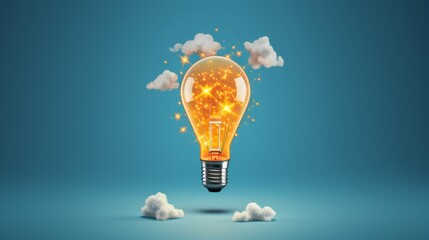 Idea light bulb flying to the sky like a rocket - Powered by Adobe