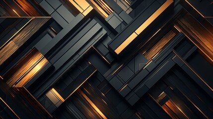 Metalic and black gold geometric background