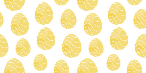 Cute illustration with colorful Easter eggs with watercolor texture, spring banner