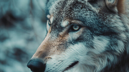 Fototapeta premium Side view detail portrait of a wolf