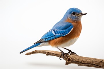 Eastern Bluebird bird on white background 