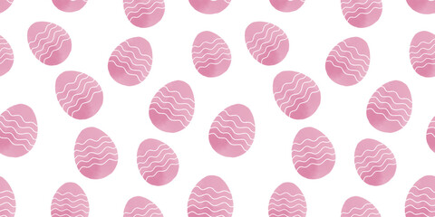 Cute illustration with colorful Easter eggs with watercolor texture, spring banner