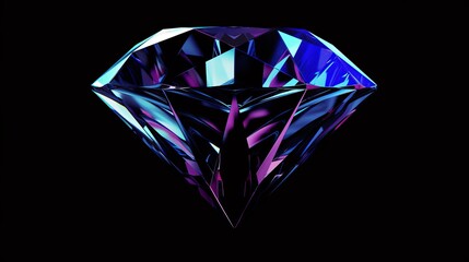 Beautiful diamond on a dark background, with blue and purple highlights.