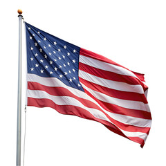 American flag waving on transparent background