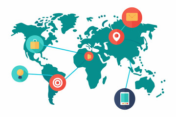 world map network with connections vector illustration