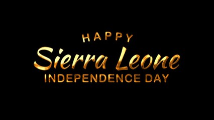 Sierra Leone Independence Day Text Animation on Gold Color. Great for Sierra Leone Independence Day Celebrations, for banner, social media feed wallpaper stories.