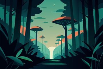 jungle background vector illustration