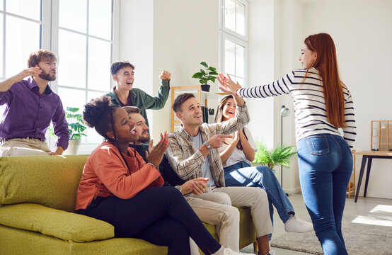 Friendly home party with games, laughter and acting. Join in the fun as friends come together for a lively celebration, acting and playing, recreation in the comfort of home.