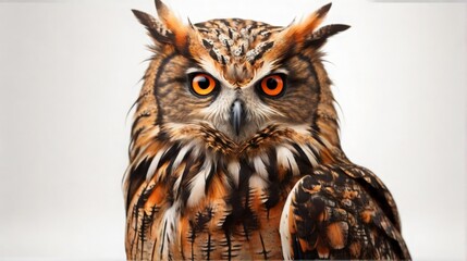 A majestic owl with piercing golden eyes its feathers - 794219171