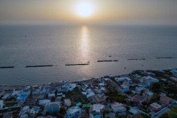 Vista aerea di Forio ad Ischia. isola mare e tanto sole in provincia di Napoli